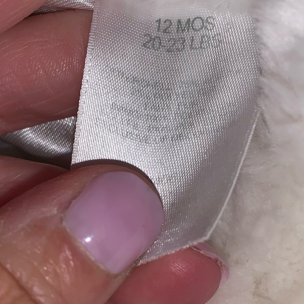 Koala Baby Boutique Vegan White Fur Coat and pink beanie hat 12 mos. - Picture 5 of 13